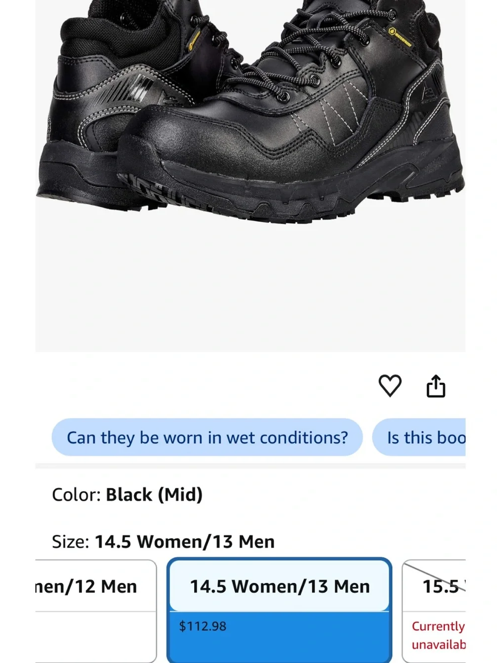 Ace/Workboot/ComptoeBlack Men'sWork/Outdoor Shoe - Rugged Slip-Resistant Design